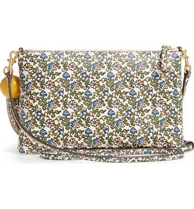Shop Tory Burch Tassel Print Leather Crossbody Bag - White In Ivory Wild Pansy