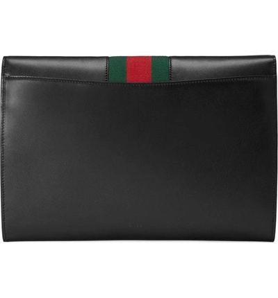 Shop Gucci Maxi Sylvie Leather Clutch - Black In Nero/vrv