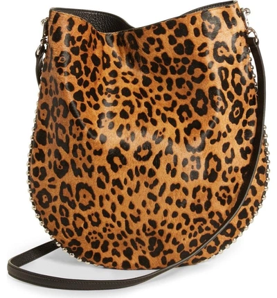 Shop Alexander Wang Roxy Leather & Genuine Calf Hair Bucket Bag - Brown In Leopard