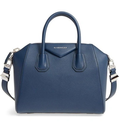 Shop Givenchy 'small Antigona' Leather Satchel - Blue In Night Blue