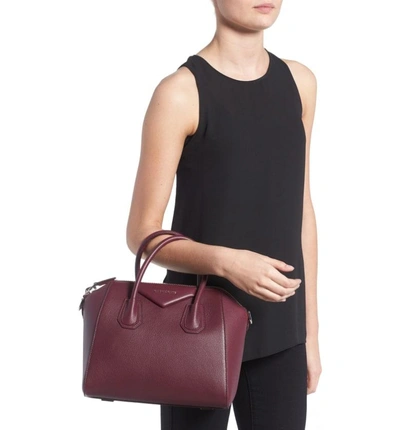 Shop Givenchy 'small Antigona' Leather Satchel - Red In Oxblood Red