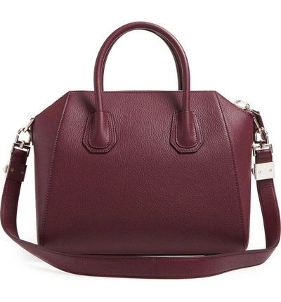 Shop Givenchy 'small Antigona' Leather Satchel - Red In Oxblood Red