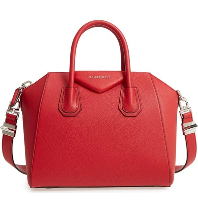 Shop Givenchy 'small Antigona' Leather Satchel - Red In Bright Red