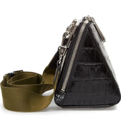 Shop 3.1 Phillip Lim / フィリップ リム Ray Triangle Croc Embossed Leather Crossbody Bag - Black