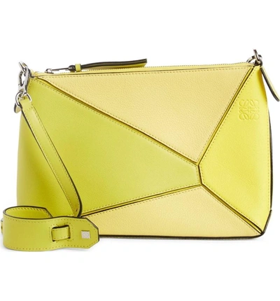 Shop Loewe Mini Puzzle Calfskin Leather Crossbody Bag - Yellow In Yellow Multitone