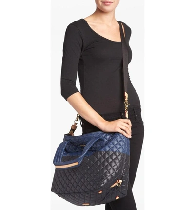 Shop Mz Wallace Large Sutton Tote - Blue In Prussian/ Black