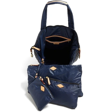 Shop Mz Wallace Large Sutton Tote - Blue In Prussian/ Black