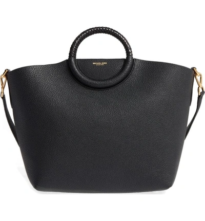 Shop Michael Kors Skorpios Leather Market Bag - Black