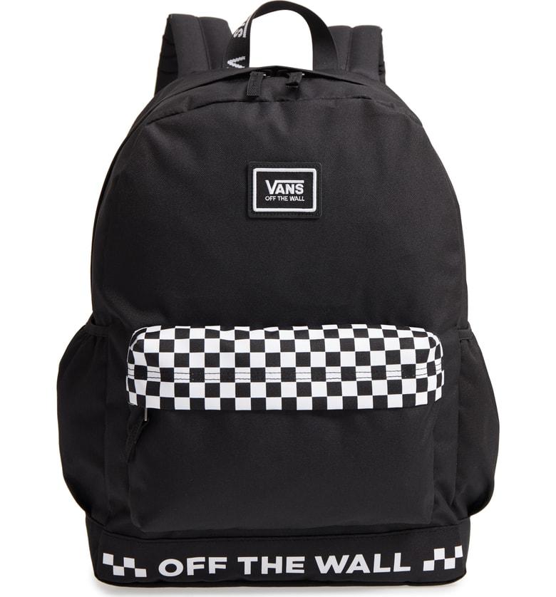vans sporty realm black checkerboard backpack