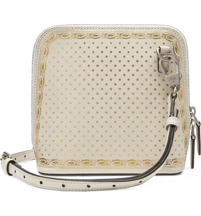 Shop Gucci Guccy Logo Moon & Stars Leather Crossbody Bag - White In Mystic White/ Oro