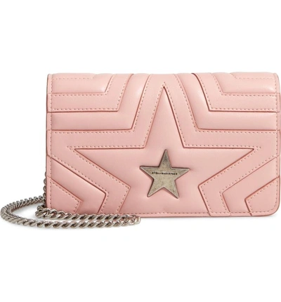 Shop Stella Mccartney Star Faux Leather Crossbody Bag - Beige In Blush