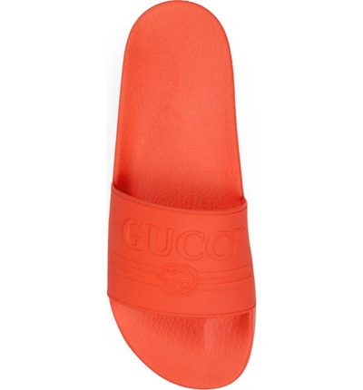 Shop Gucci Pursuit Logo Slide Sandal In Arancio Orange