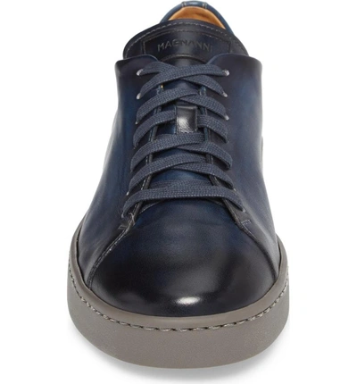Shop Magnanni Belmont Lo Sneaker In Navy Leather
