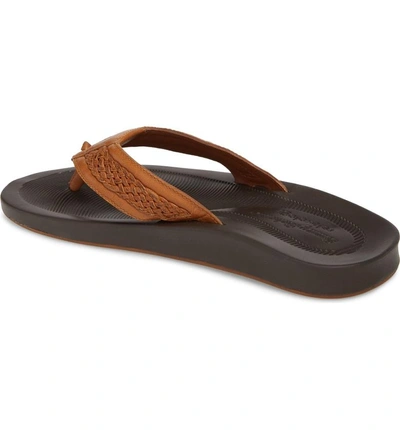 Shop Tommy Bahama Shallows Edge Flip Flop In Tan Leather