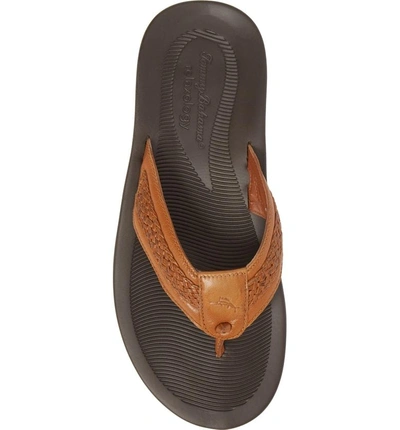 Shop Tommy Bahama Shallows Edge Flip Flop In Tan Leather