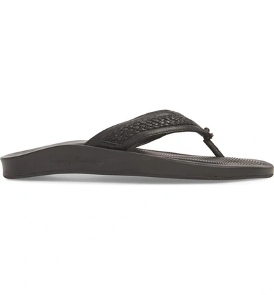 Shop Tommy Bahama Shallows Edge Flip Flop In Black Leather