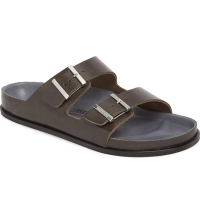 Shop Birkenstock Arizona Premium Slide Sandal In Anthracite Leather
