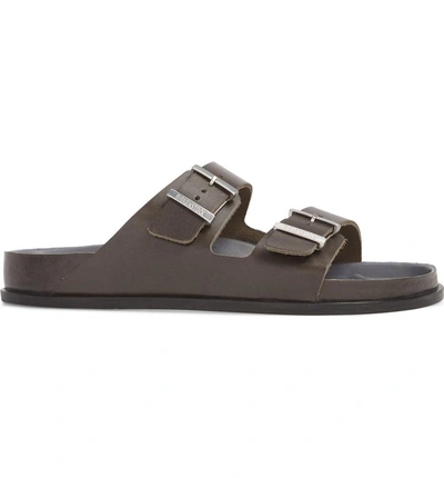 Shop Birkenstock Arizona Premium Slide Sandal In Anthracite Leather