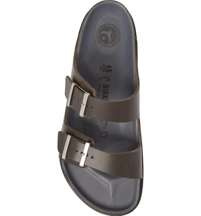 Shop Birkenstock Arizona Premium Slide Sandal In Anthracite Leather