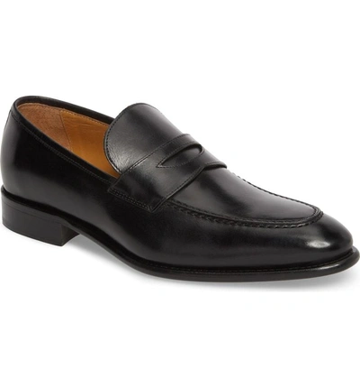 Shop Florsheim Imperial Venucci Apron Toe Penny Loafer In Black Leather