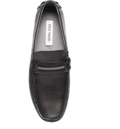 Shop Steve Madden Garvet Textured Driving Loafer In Black Leather