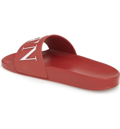 Shop Valentino Slide Sandal In Red/ White