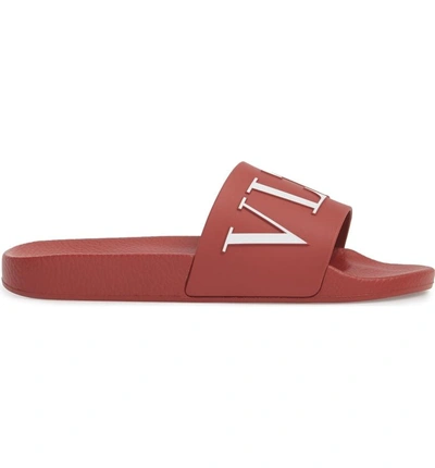 Shop Valentino Slide Sandal In Red/ White