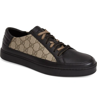 Shop Gucci 'common' Low-top Sneaker In Black Leather/ Fabric