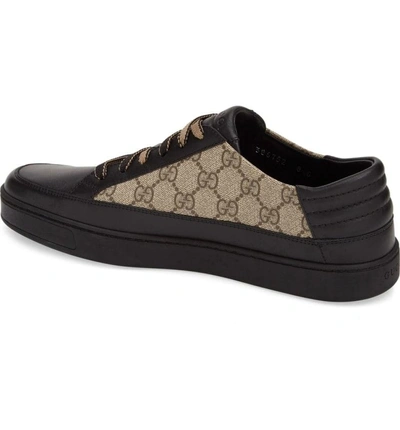 Gucci Common Gg Supreme Leather And Canvas Trainers In Black | ModeSens
