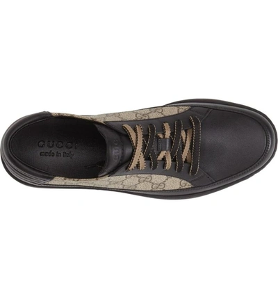 Shop Gucci 'common' Low-top Sneaker In Black Leather/ Fabric