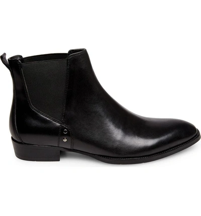Shop Steve Madden Simon Chelsea Boot In Black Leather