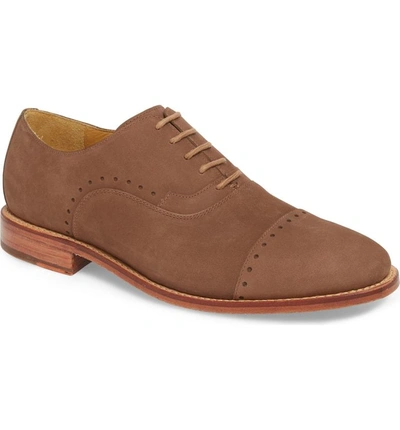 Shop Michael Bastian Brandon Cap Toe Oxford In Tan Nubuck Leather