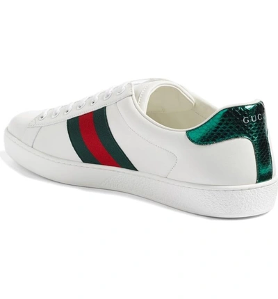 Shop Gucci 'new Ace' Sneaker In Bianco Leather