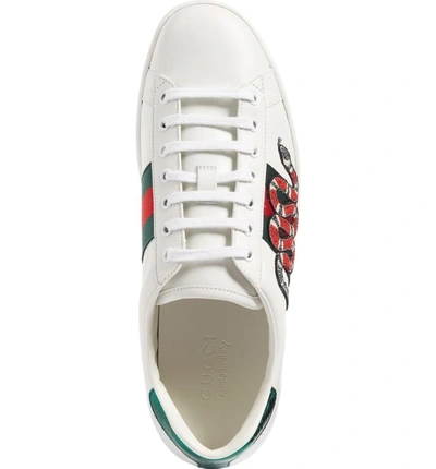 Shop Gucci 'new Ace' Sneaker In Bianco Leather