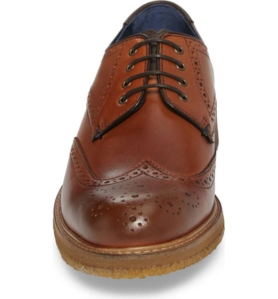 Shop Ted Baker Prycce Wingtip Derby In Tan Leather