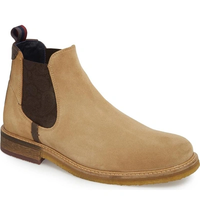 Shop Ted Baker Bronzo Chelsea Boot In Sand Suede