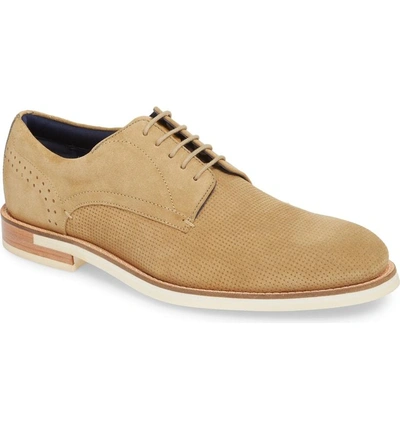 Shop Ted Baker Lapiin Embossed Plain Toe Derby In Sand Suede