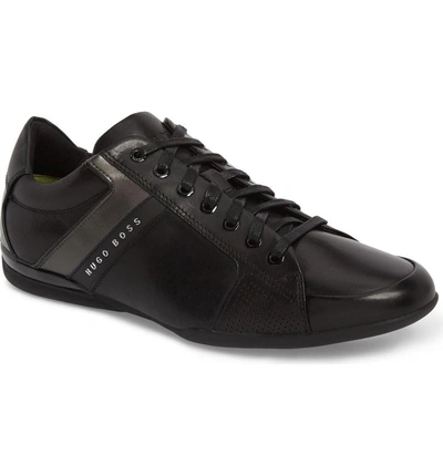 Hugo Boss Space Lowp Lux Sneaker In Black Leather | ModeSens