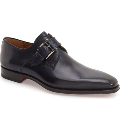 Shop Magnanni Marco Monk Strap Loafer In Navy Leather