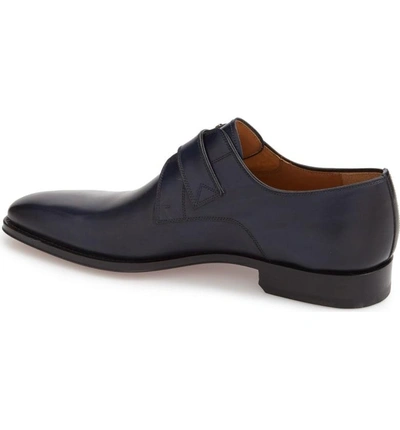 Shop Magnanni Marco Monk Strap Loafer In Navy Leather