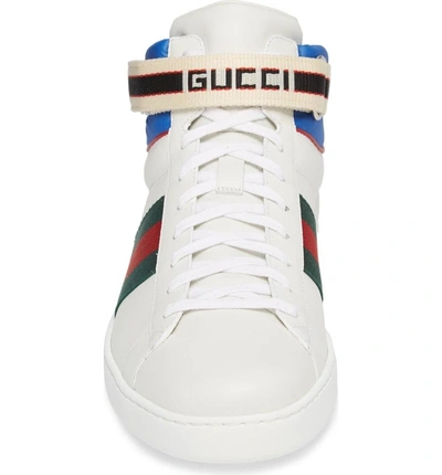Shop Gucci New Ace Stripe High Top Sneaker In Bianco/ White