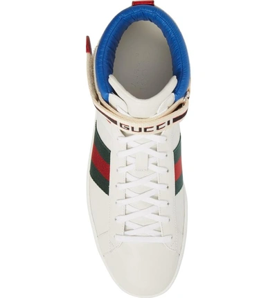 Shop Gucci New Ace Stripe High Top Sneaker In Bianco/ White