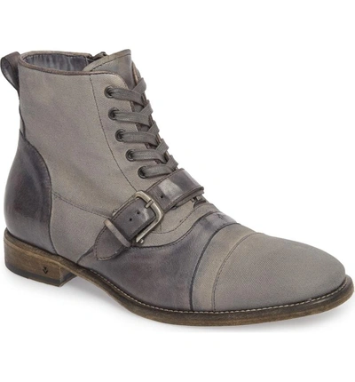 Shop John Varvatos Fleetwood Buckle Cricket Boot In Lead Canvas/ Leather