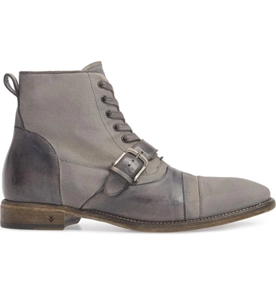 Shop John Varvatos Fleetwood Buckle Cricket Boot In Lead Canvas/ Leather