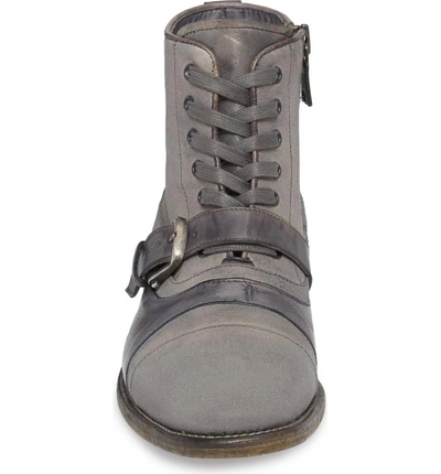 Shop John Varvatos Fleetwood Buckle Cricket Boot In Lead Canvas/ Leather