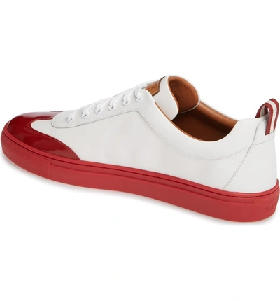 Bally Men's Hendrick Low-top Wing-tip Leather Sneakers, White/red | ModeSens