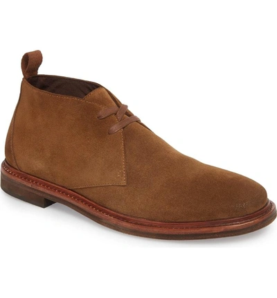 Shop John Varvatos Plain Toe Chukka Boot In Brown Suede