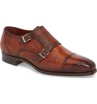 Shop Magnanni Isaac Cap Toe Monk Shoe In Cognac Leather
