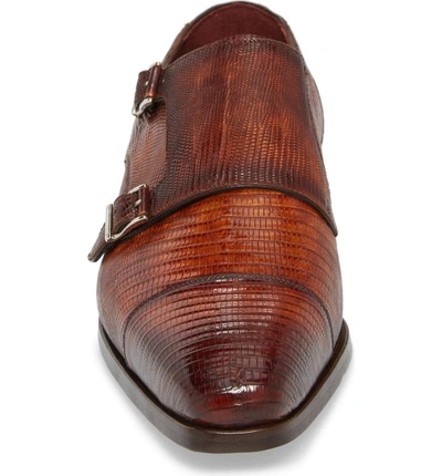 Shop Magnanni Isaac Cap Toe Monk Shoe In Cognac Leather