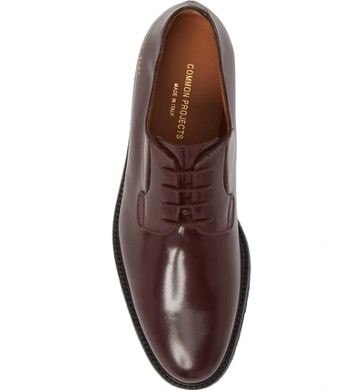 Shop Common Projects Plain Toe Derby In Burgundy/ Black